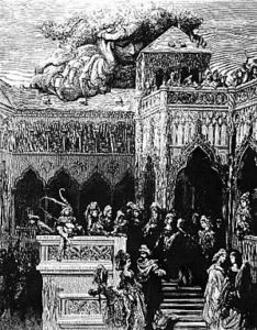The »Abbey of Theleme«. Illustration by Gustav Dore in the early 19th century, depicting the live of the »thelemites« in Rabelais novel »Gargantua«
