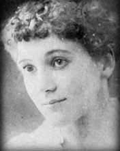 Portrait of Florence Beatrice Emery Farr (Florence Farr) in black white. Close up with head.