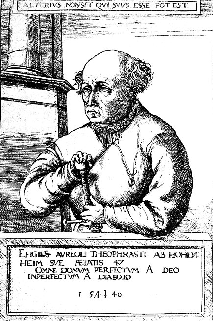 Paracelsus, or Theophrastus Bombast von Hohenheim. Chalcography, 1540. by Augustin Hirschvogel